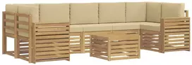 Lauko baldų komplektas Lauko sofos komplektas 8 vnt. 7 vietos Balta ir kreminė