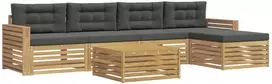 Lauko baldų komplektas Lauko sofos komplektas 6 vnt. 5 vietos Balta ir antracito
