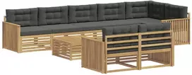 Lauko baldų komplektas Lauko sofos komplektas 9 vnt. 8 vietos Balta ir antracito
