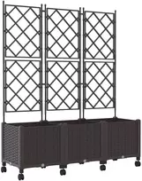 Sodo vazonas su treliu ir ratais 3 vnt. Ruda 120 x 40 x 149 cm