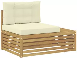 Lauko galinė sofa Kietos akacijos mediena Balinta ir kreminė