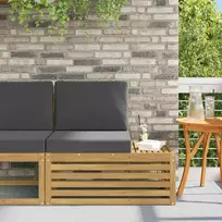 Lauko galinė sofa Kietos akacijos mediena Balinta ir antracito