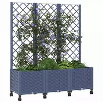 Sodo vazonas su treliu ir ratais Mėlyna Pilka 120 x 40 x 146 cm