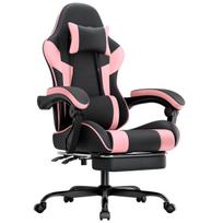 Gaming kėdė, reguliuojama, 200 kg, juoda-rožinė, 1 vnt