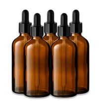 Rudas stiklinis butelis su pipete 100 ml, 5 vnt. rinkinys