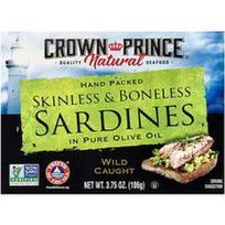 Crown Prince Natural, Sardinės be odos ir kaulų, gryname alyvuogių aliejuje, 106 g