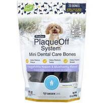 ProDen, „PlaqueOff System™“, mini dantų priežiūros kaulai, mažiems ir žaisliniams šunims, daržovių ir mėlynių skonio, 20 kaulų, 340 g