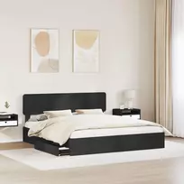 Saugos lova su stalčių Juoda 200 x 200 cm Apdirbta mediena