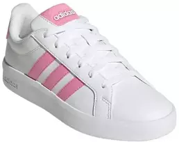 Vaikiški laisvalaikio bateliai Adidas Grand Court 3.0, balti su rožine spalva, HP3528