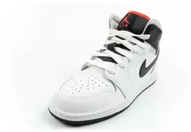 Madingi moteriški Nike Air Jordan 1 aukštakulniai sportiniai bateliai, balti su juoda