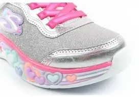 Skechers S Lights LED vaikiški batai mergaitėms su lipdukais, pilki