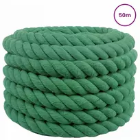 Medvilninė virvė 30 mm 50 m Žalia 100% Medvilnė
