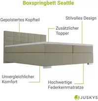 Juskys Dėžinės spyruoklinės lovos rėmas Seattle 180x200 cm smėlio spalvos