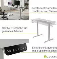 Juskys Aukščio reguliuojamas stalas Homestar Office Stand 140x60 cm baltas