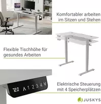 Juskys Aukščio reguliuojamas stalas Homestar Office Stand 120x60x72-117 cm baltas