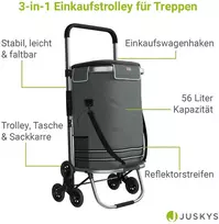Juskys Pirkinių vežimėlis su laiptų kopikliu 98x37x43 cm pilkas