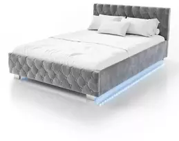 Juskys Čiužinys lova Nizza 140x200 cm su talpa ir LED apšvietimu tamsiai pilka