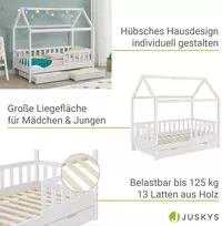 Juskys Vaikiška lova Marli su lovos stalčiumi 90x200 cm balta