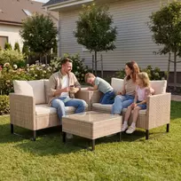 Lauko baldų komplektas Juskys Poilsio komplektas Santorini 4 asmenims, kremas/smėlio spalvos