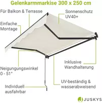 Juskys Ištraukiama markizė 300x250 cm smėlio spalvos