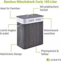 Juskys Skalbinių krepšys Skirtas garbanotiems plaukams 72 L 40x60 cm pilkas
