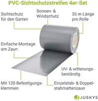 Juskys Privatumo tvoros juostos 4 vnt. 35 m x 19 cm šviesiai pilkos spalvos