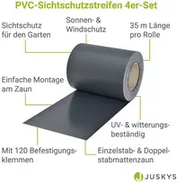 Juskys Privatumo tvoros juostos 4 vnt. 35 m x 19 cm antracito spalvos