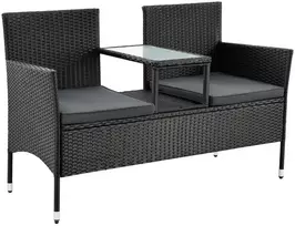 Lauko baldų komplektas Juskys Sodo suoliukas Monaco dviem 133x63x84 cm juodas/tamsiai pilkas