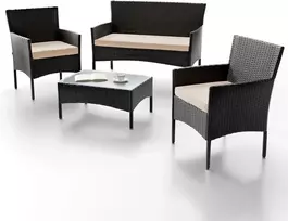 Lauko baldų komplektas Juskys Sodo baldų komplektas Homestar Fort Myers 4 dalių juoda/kremiškai balta