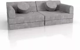 Juskys Vaikiškas žaidimų sofa Kayo 150x75x50 cm šviesiai pilkas kordas