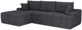Juskys Kampinė sofa Coredo Cord 250x56x155 cm tamsiai pilka su pufu kairėje