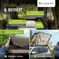 Juskys Automobilio stogo palapinė Lago 140x240 cm juoda/khaki