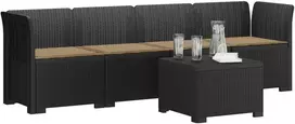 4 vietų sodo sofa su pagalvėmis pintinės išvaizdos PP Antracito