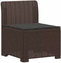 4 Vietų Sodo Sofa su Pagalvėlėmis Ratanų Imitacija PP Ruda