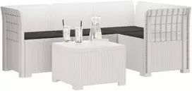 4 Vietų Sodo Sofa su Pagalvėlėmis Ratanų Imitacija PP Balta