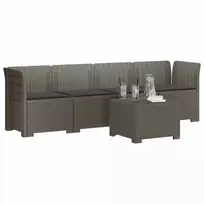 4 vietų sodo sofa su pagalvėmis pintinės išvaizdos PP