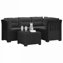 4 Vietų Sodo Sofa su Pagalvėlėmis Ratanų Imitacija PP Antracito