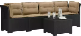 4 vietų sodo sofa su pagalvėmis pintinės išvaizdos PP Antracito