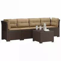 4 vietų sodo sofa su pagalvėmis pintinės išvaizdos PP Ruda