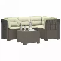 4 Vietų Sodo Sofa su Pagalvėlėmis Ratanų Imitacija PP