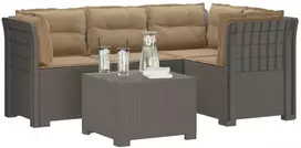 4 Vietų Sodo Sofa su Pagalvėlėmis Ratanų Imitacija PP