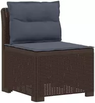 4 Vietų Sodo Sofa su Pagalvėlėmis Ratanų Imitacija PP Ruda