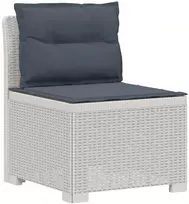 4 Vietų Sodo Sofa su Pagalvėlėmis Ratanų Imitacija PP Balta