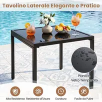 Promotion 3 dalių balkono baldų komplektas su 2 vietų sofa, L formos sofa ir kavos staliuku, pilkas