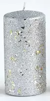Mondex GLAMOUR NEW žvakė, mažas cilindras, 7x7x10cm, parafinas, sidabrinė