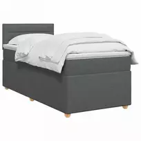 Spyruoklinė lova su čiužiniu Tamsiai pilka 80 x 200 cm Audinys