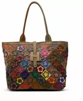 Magic Bags shopperbag damska skóra naturalna A4 kolorowa mozaika 2 skyriai