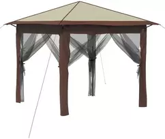 Paviljonas su 4 šoninėmis sienomis 2,6 x 2,6 m Kremas ir rudas