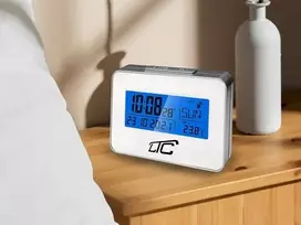 „Lamex LXSTP05S LTC“ žadintuvas su termometru / sidabriškai baltas