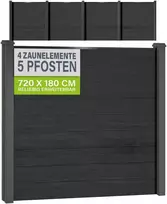 Juskys Privatumo tvora rinkinys 4 WPC plokštės 170x2x180 cm antracito spalvos 5 stulpai